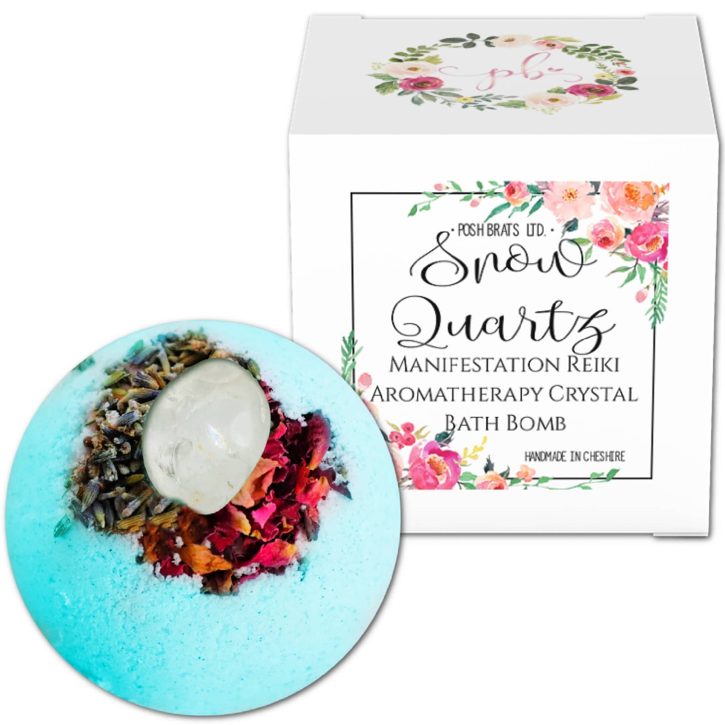 Snow Quartz Natural Crystal Fizzy Bath Bomb Gemstone Vegan