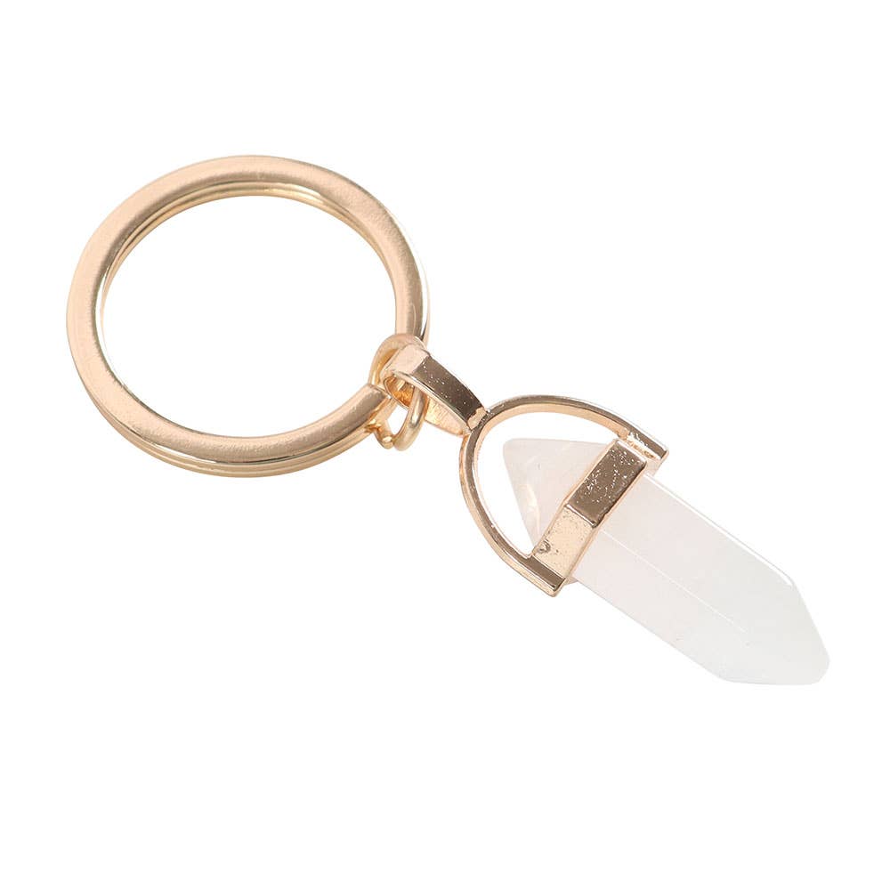Clear Quartz Crystal Keyring