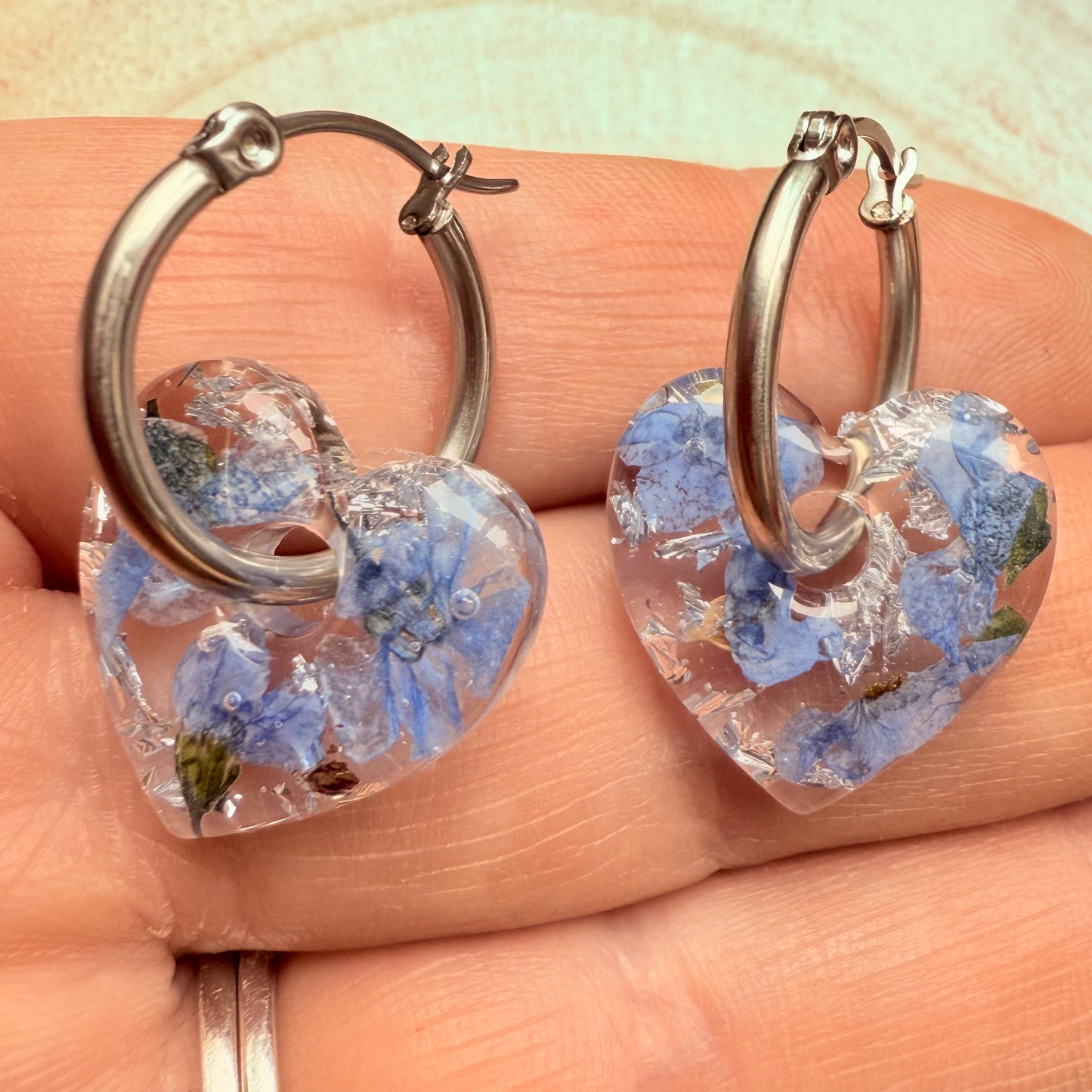 Forget Me Not Heart Hoops