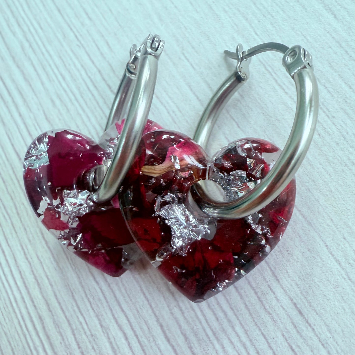 Rose Petal Heart Hoops