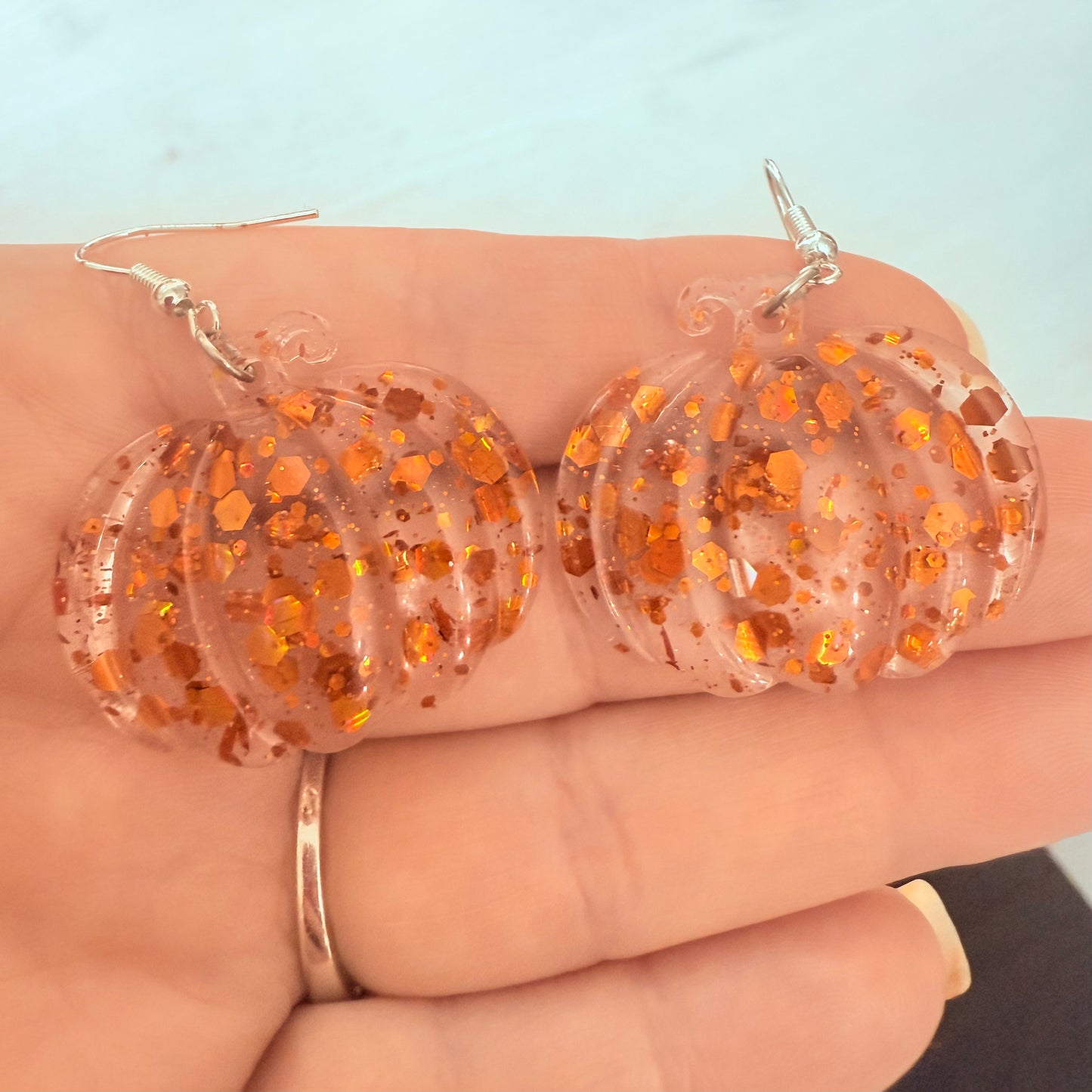 Glitter Pumpkin Earrings