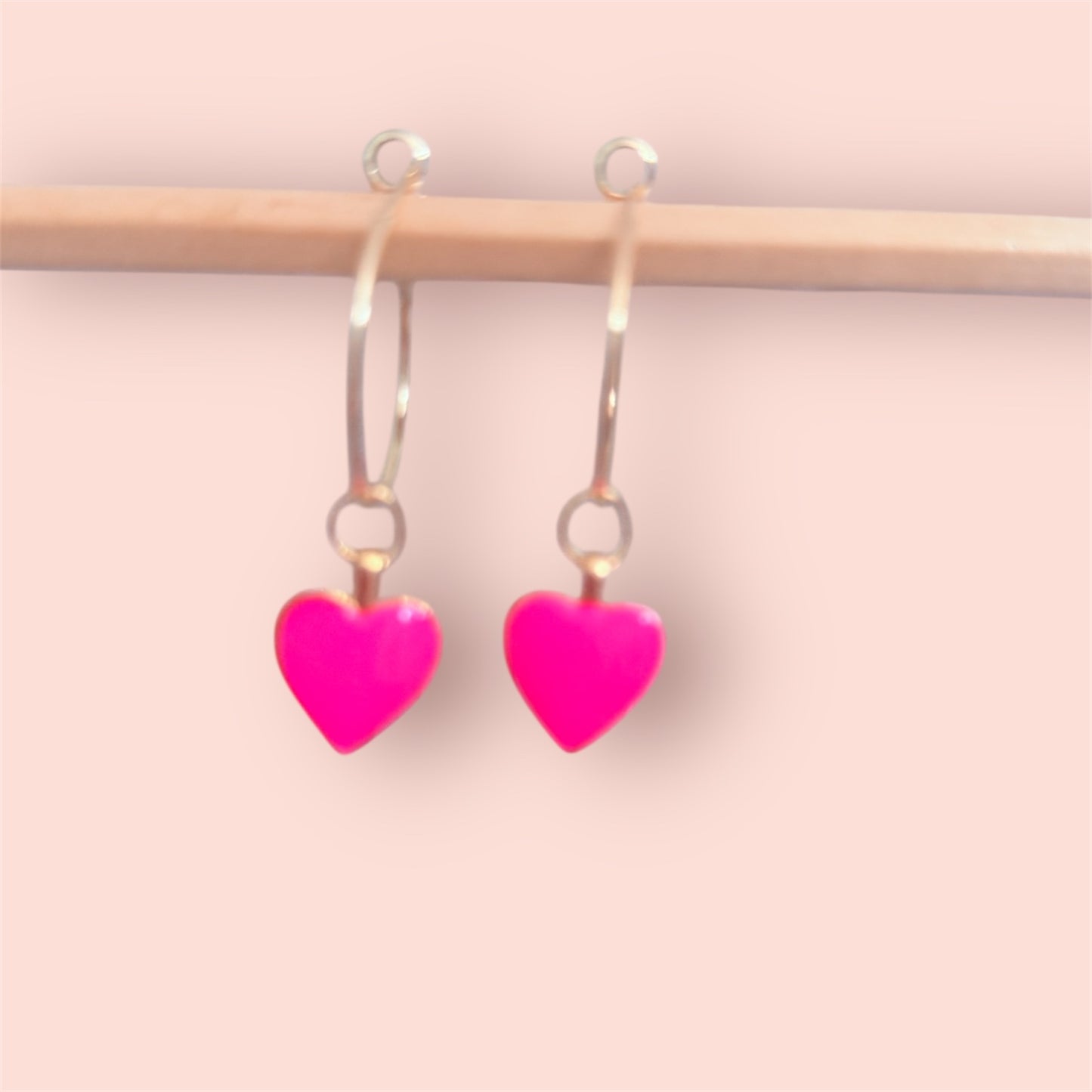 Hot pink heart hoops