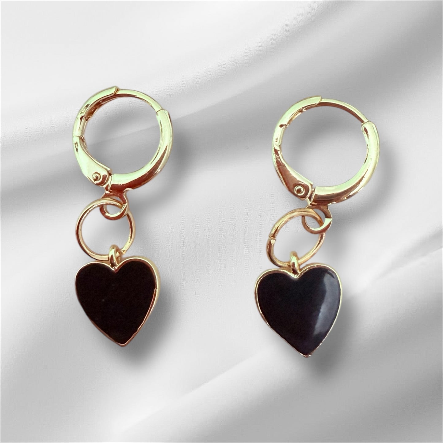 Black & gold huggie hoops