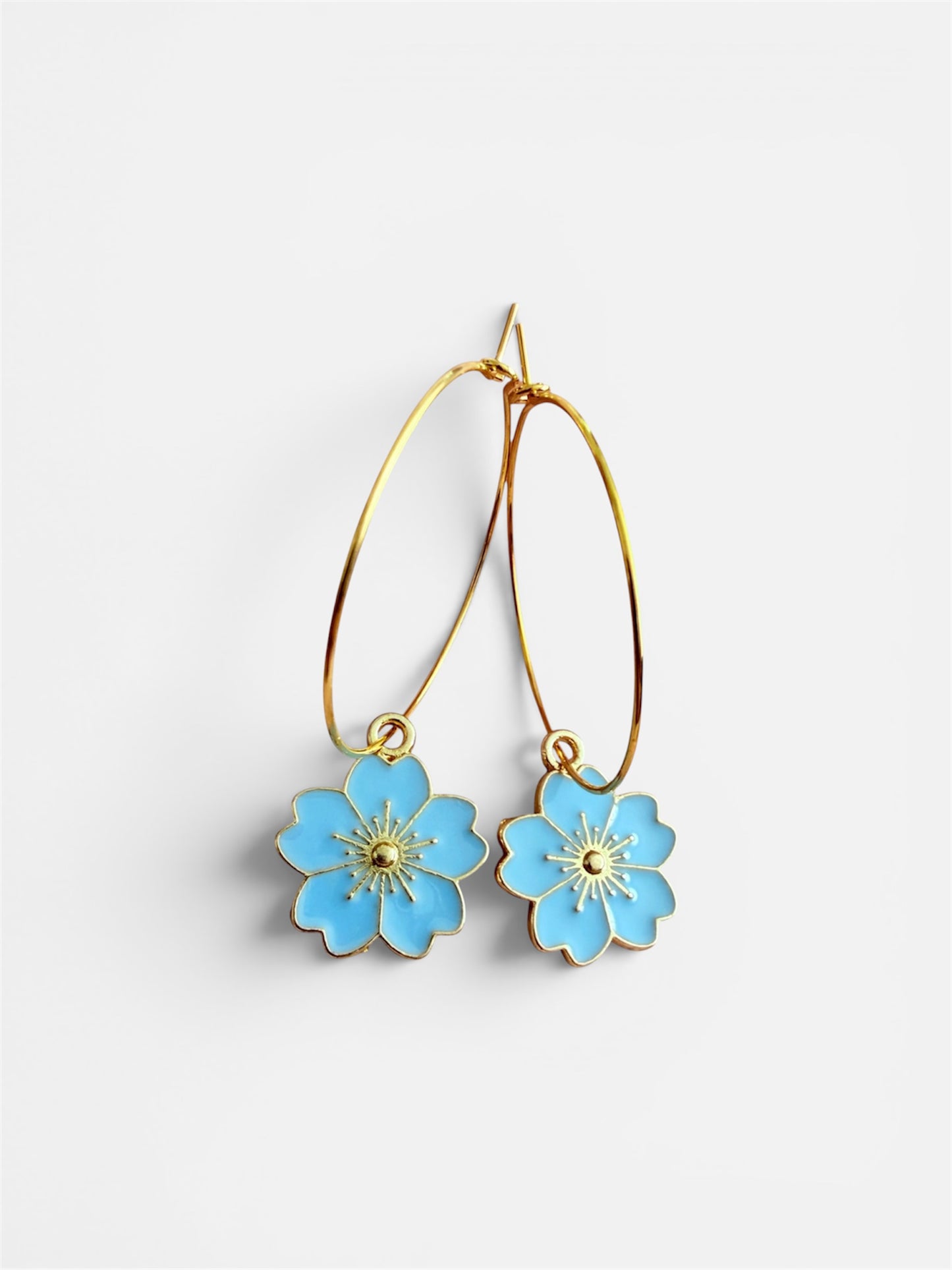 Blue Flower Hoops