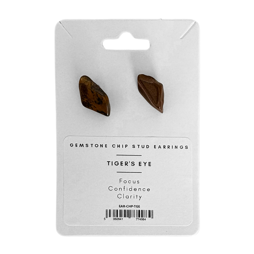 Gemstone Chip Stud Earrings, 1x1cm: Tiger's Eye