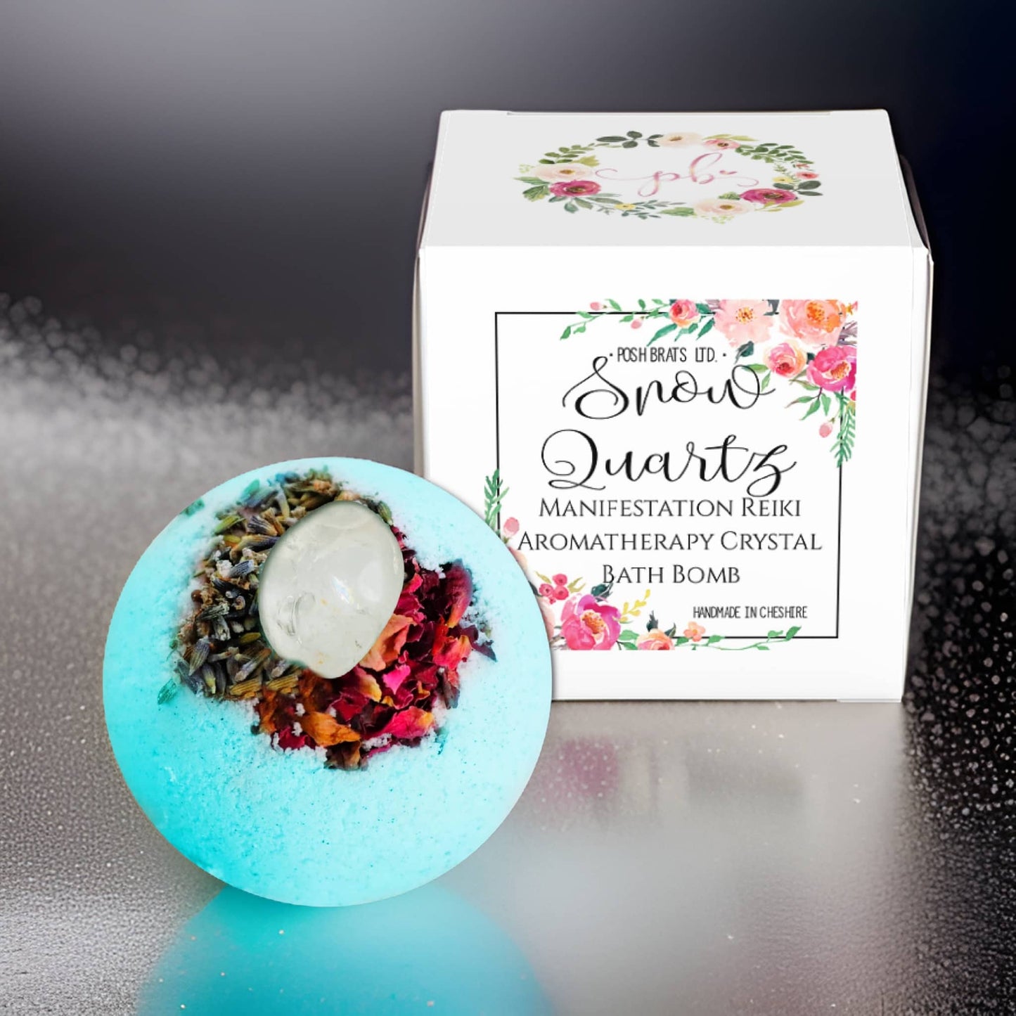 Snow Quartz Natural Crystal Fizzy Bath Bomb Gemstone Vegan