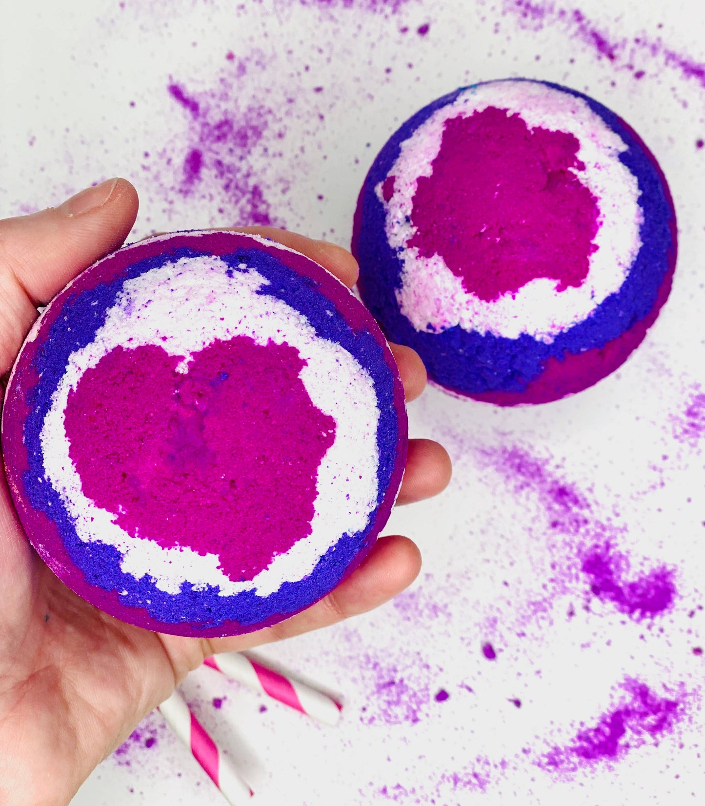 Handmade Strawberry Galaxy Large XL Sphere Pink Bath Bomb