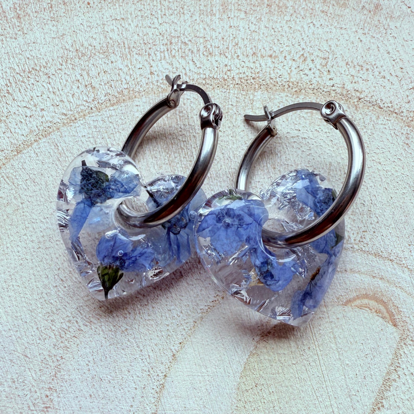 Forget Me Not Heart Hoops