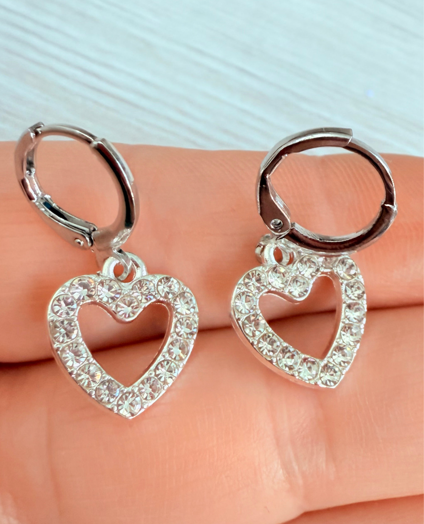 Silver Plated Huggie Sparkle Hearts