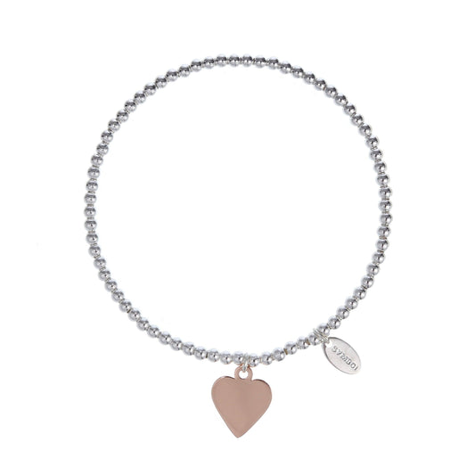 Heart of Gold Silver Beads Bracelet