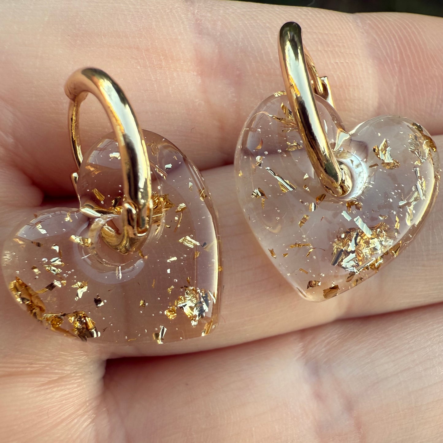 Gold Leaf Heart Hoops