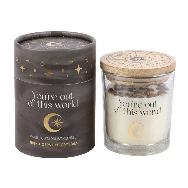 Vanilla Stardust Astrology Wheel Crystal Chip Candle