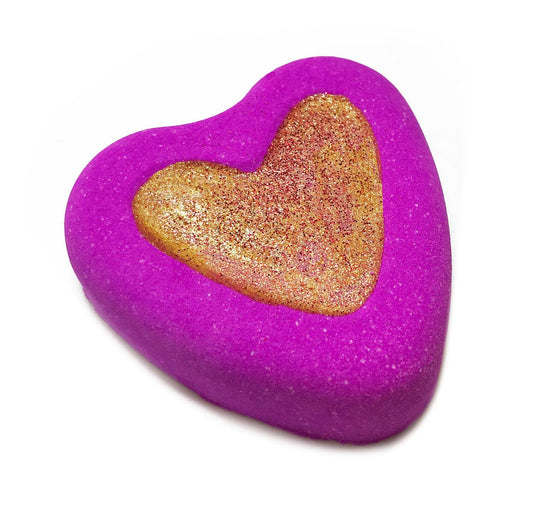 Handmade Two Hearts Pink Gold Glittery Bath Bomb