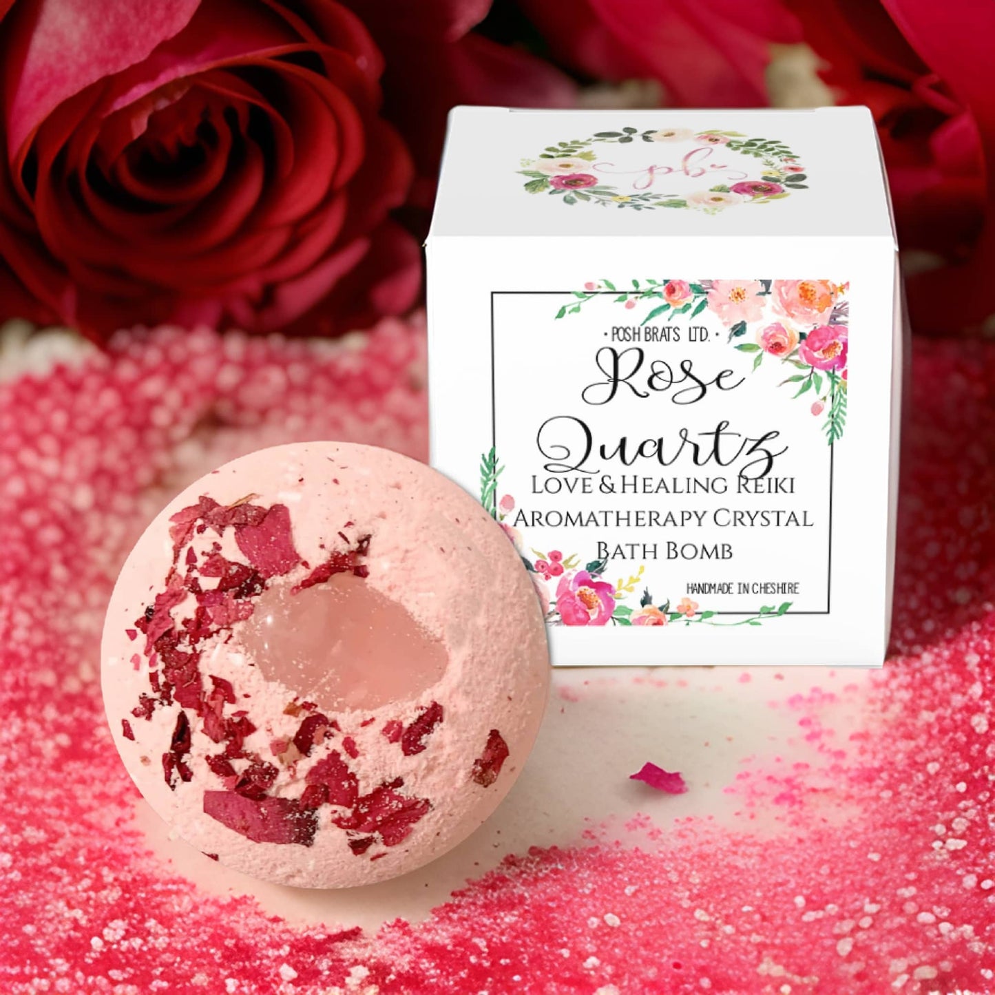 Rose Quartz Natural Crystal Aromatherapy Bath Bomb Gemstone