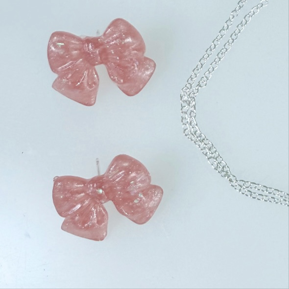 Pink Necklace & Earring (x2 pairs) Set