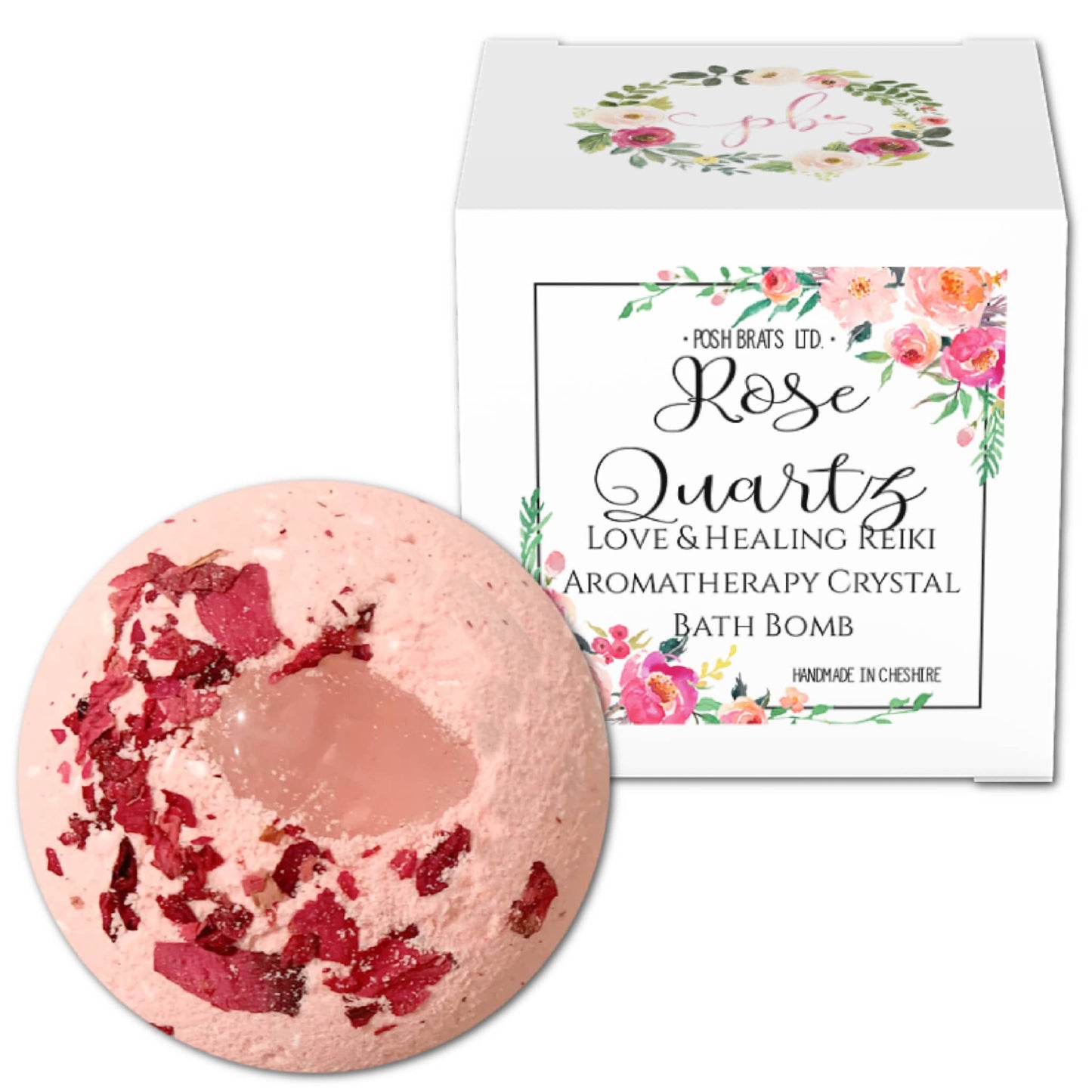 Rose Quartz Natural Crystal Aromatherapy Bath Bomb Gemstone
