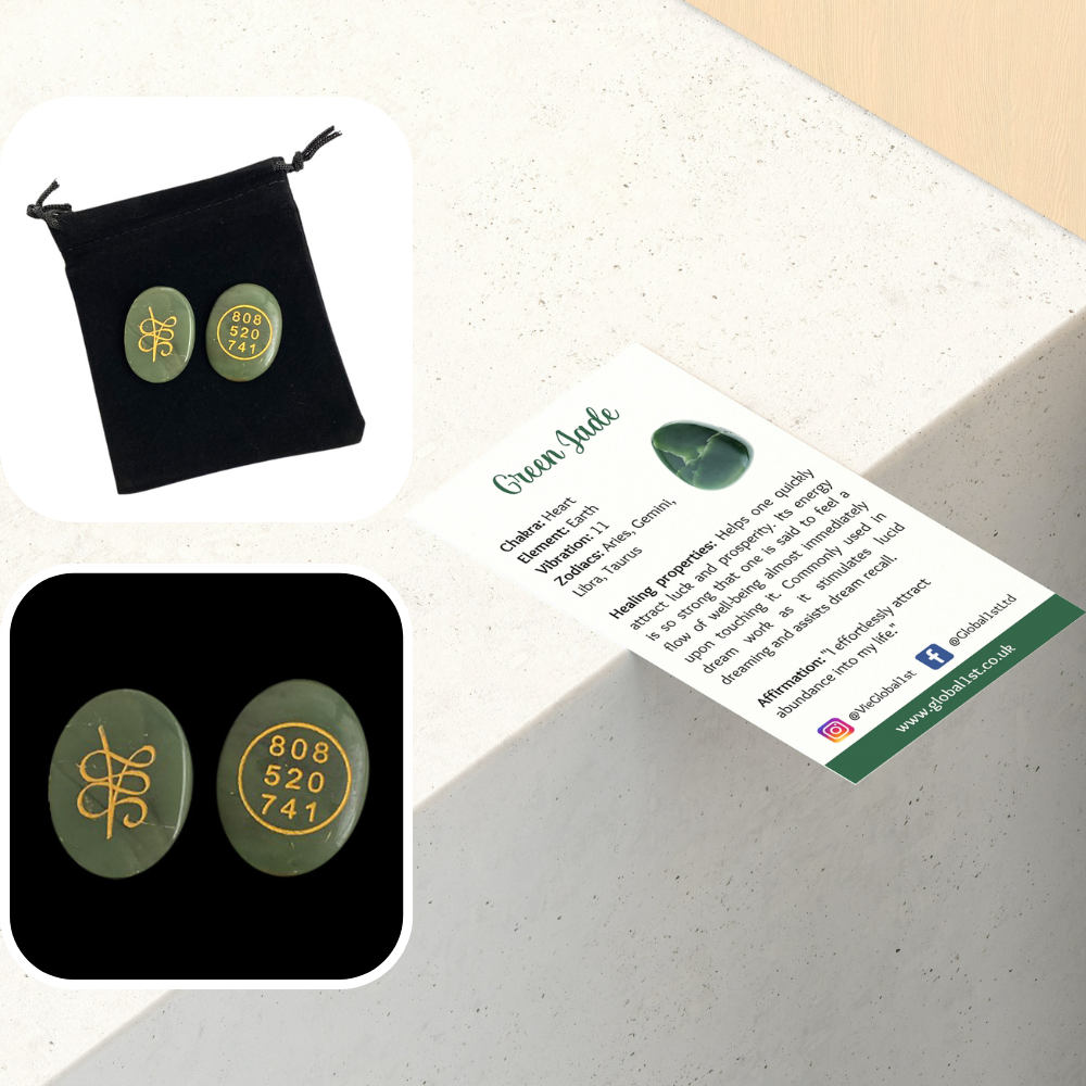 Money Code Stone, 4x3cm, Green Jade