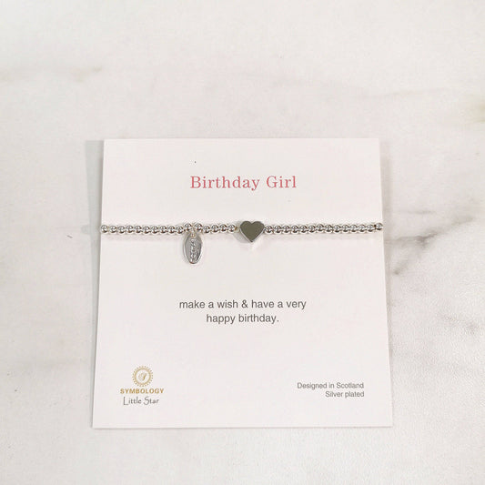 Children Bracelet, Birthday Girl Silver Beads Bracelet