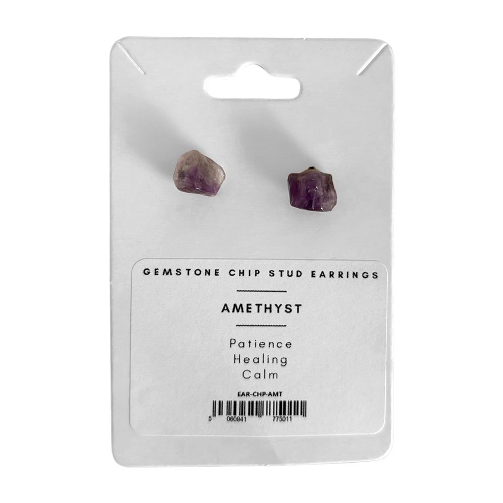 Gemstone Chip Stud Earrings, 1x1cm: Amethyst