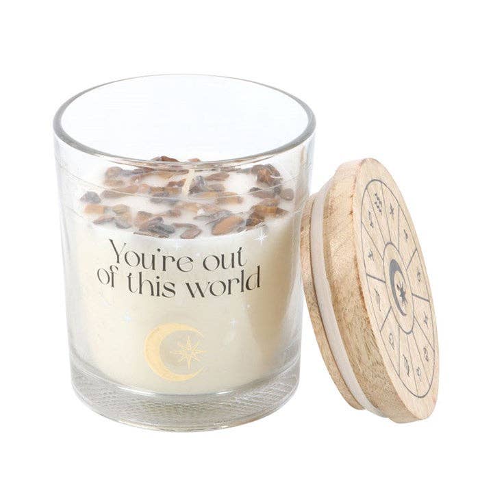 Vanilla Stardust Astrology Wheel Crystal Chip Candle