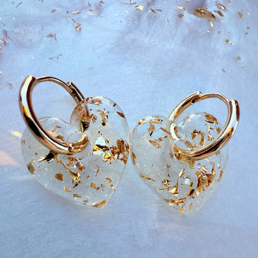 Gold Leaf Heart Hoops