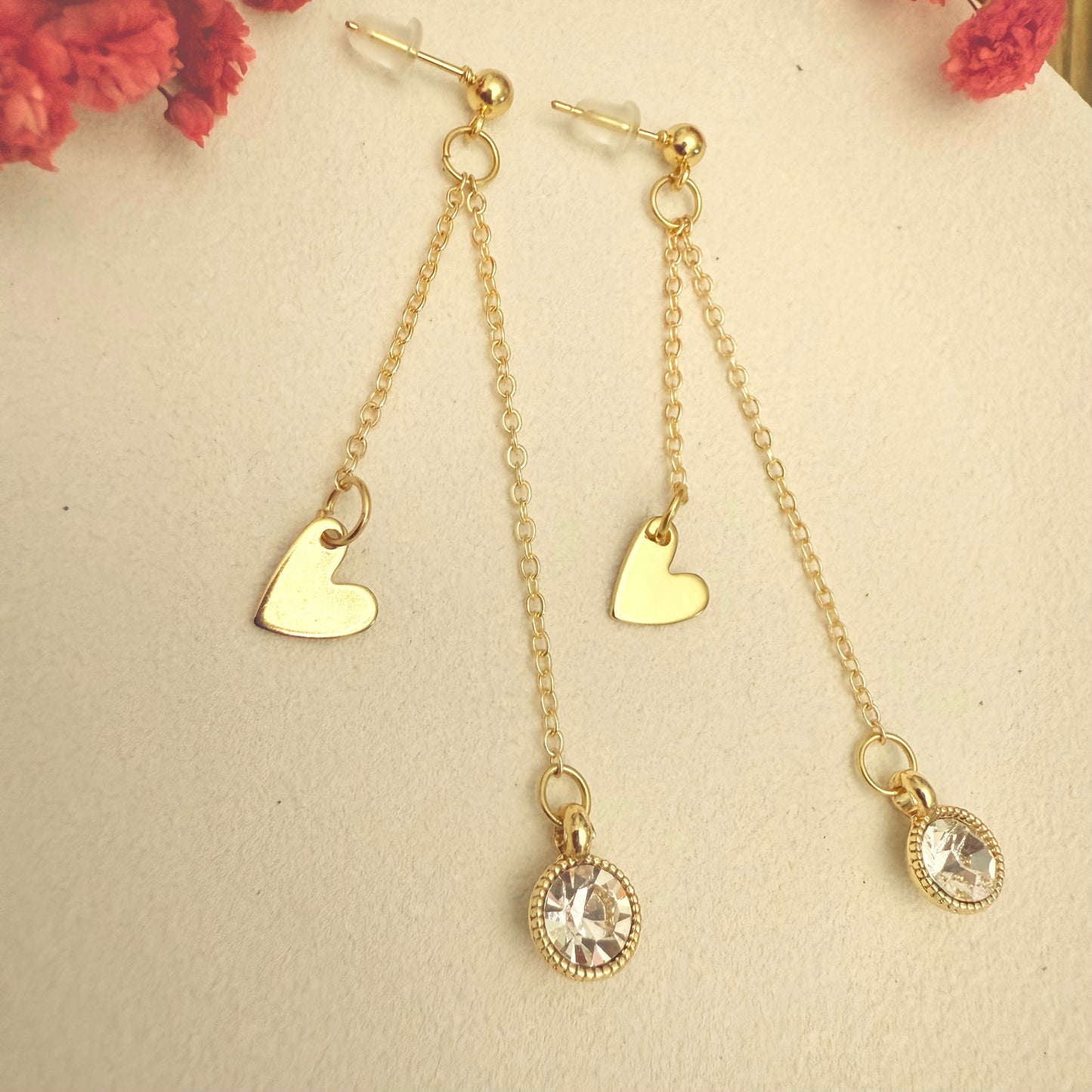 Sparkle and Heart Dangle Earrings