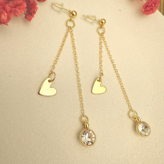 Sparkle and Heart Dangle Earrings