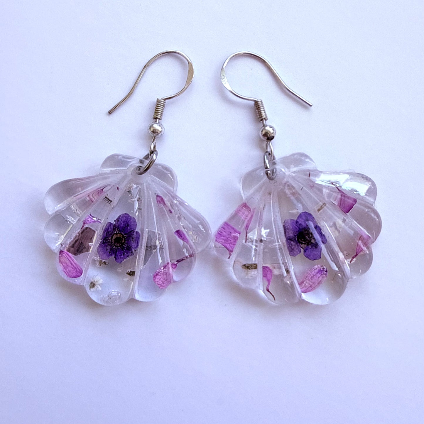Purple Flower Shell Earrings