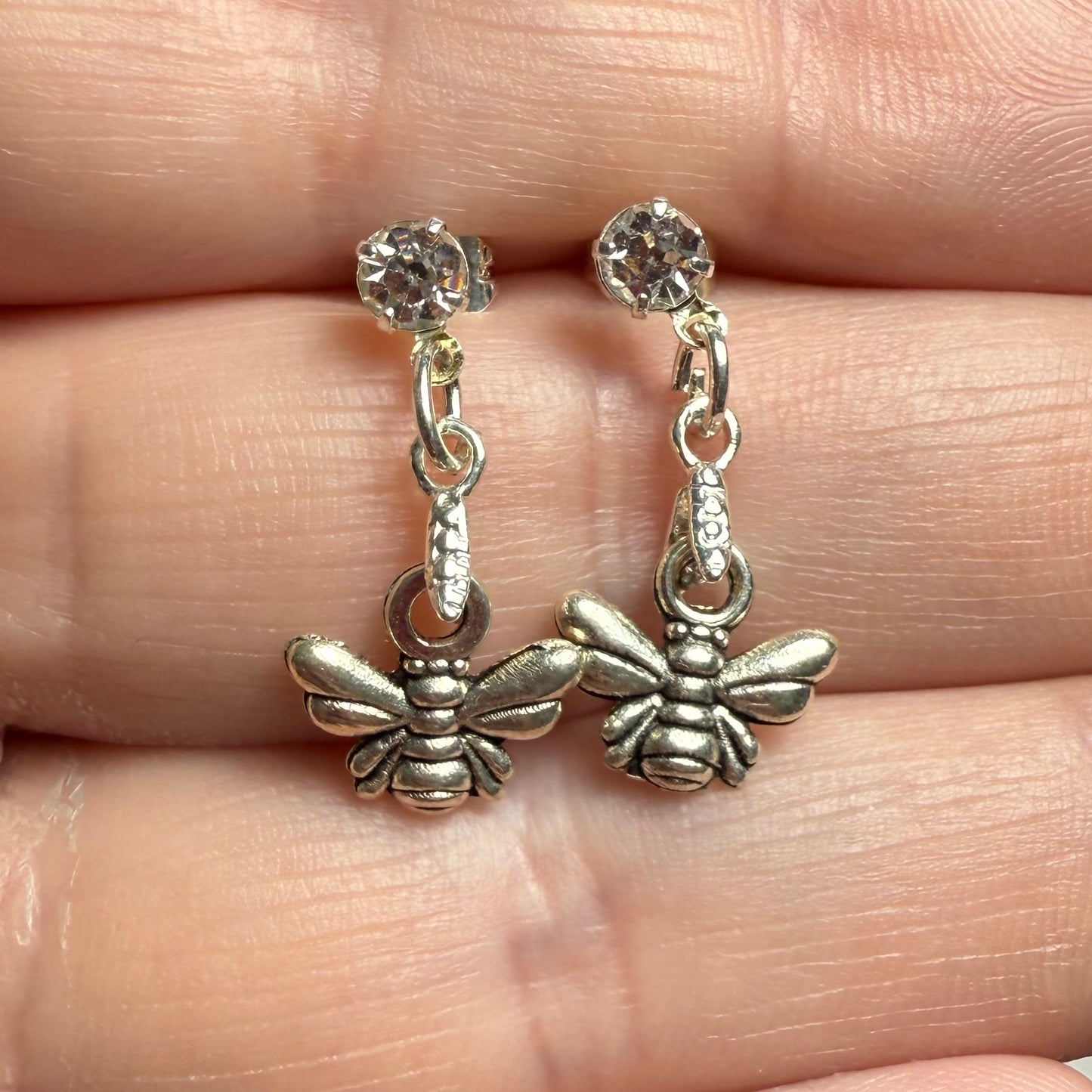 Tiny dangly bee earrings