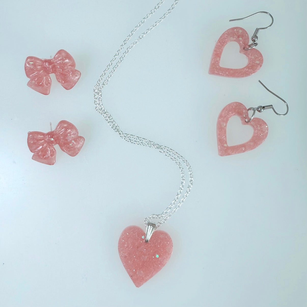 Pink Necklace & Earring (x2 pairs) Set