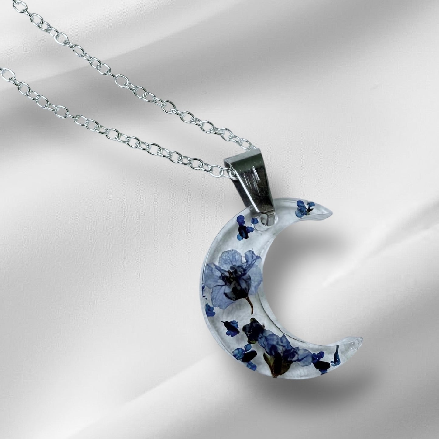 Forget Me Not Moon Necklace