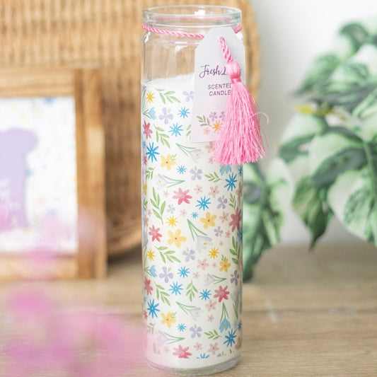 Spring Floral Print Fresh Linen Tube Candle