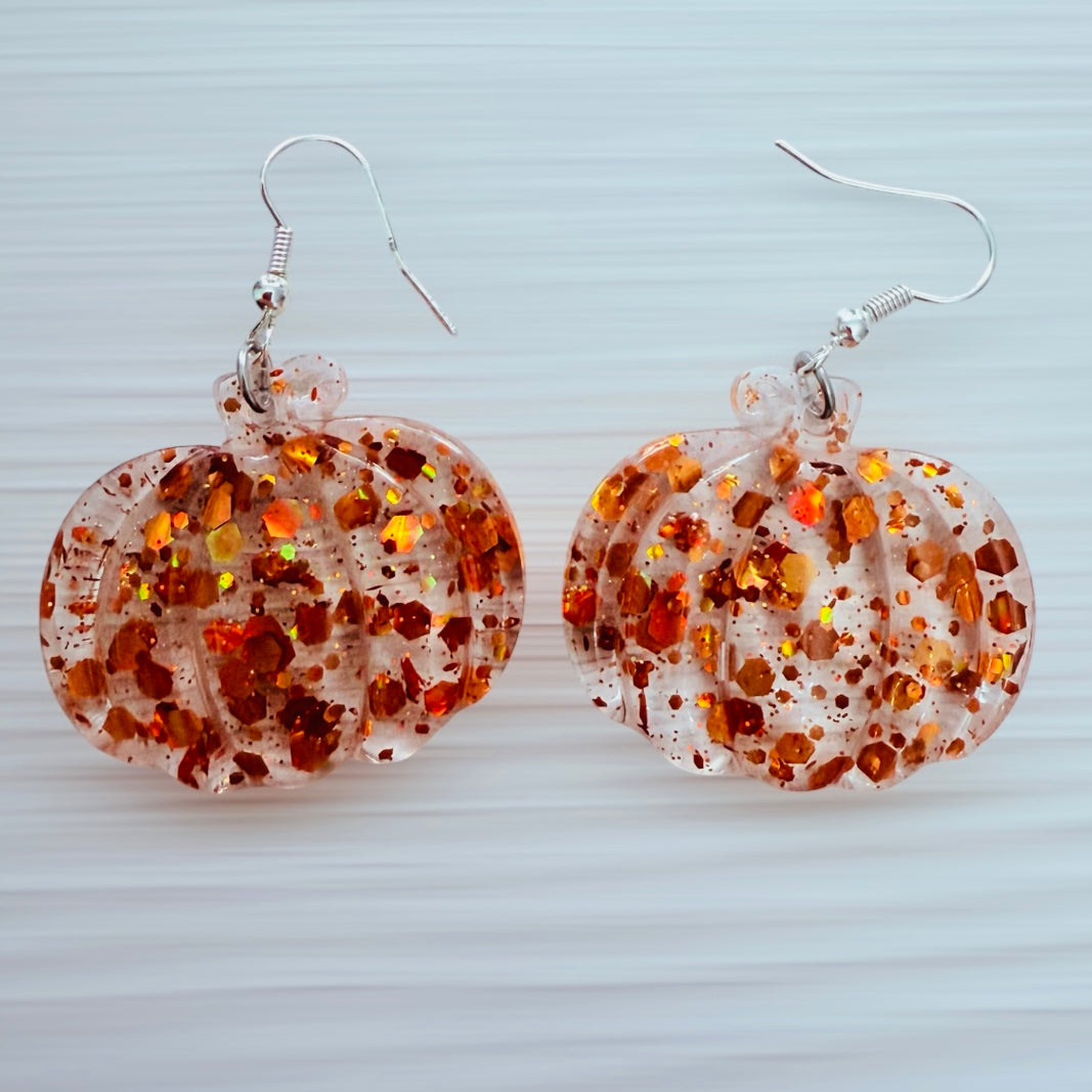 Glitter Pumpkin Earrings