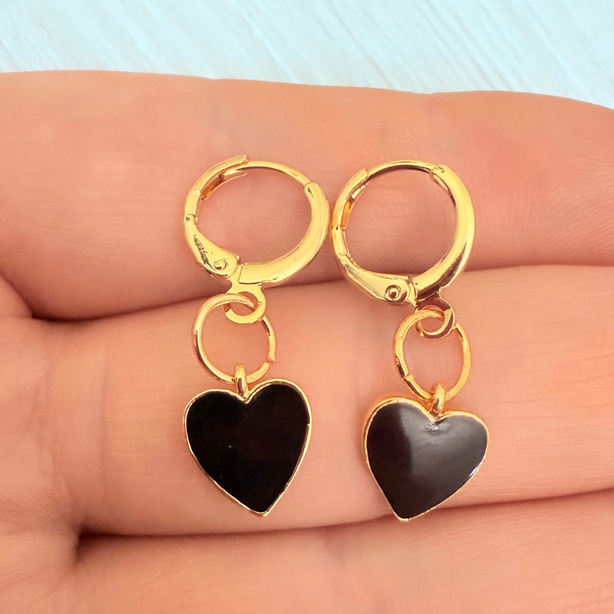 Black & gold huggie hoops