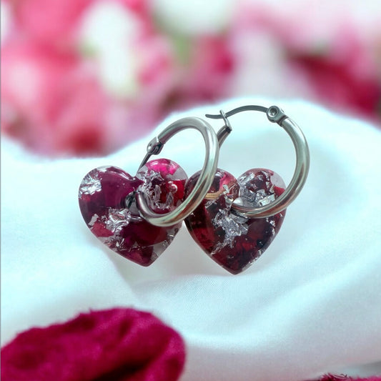 Rose Petal Heart Hoops