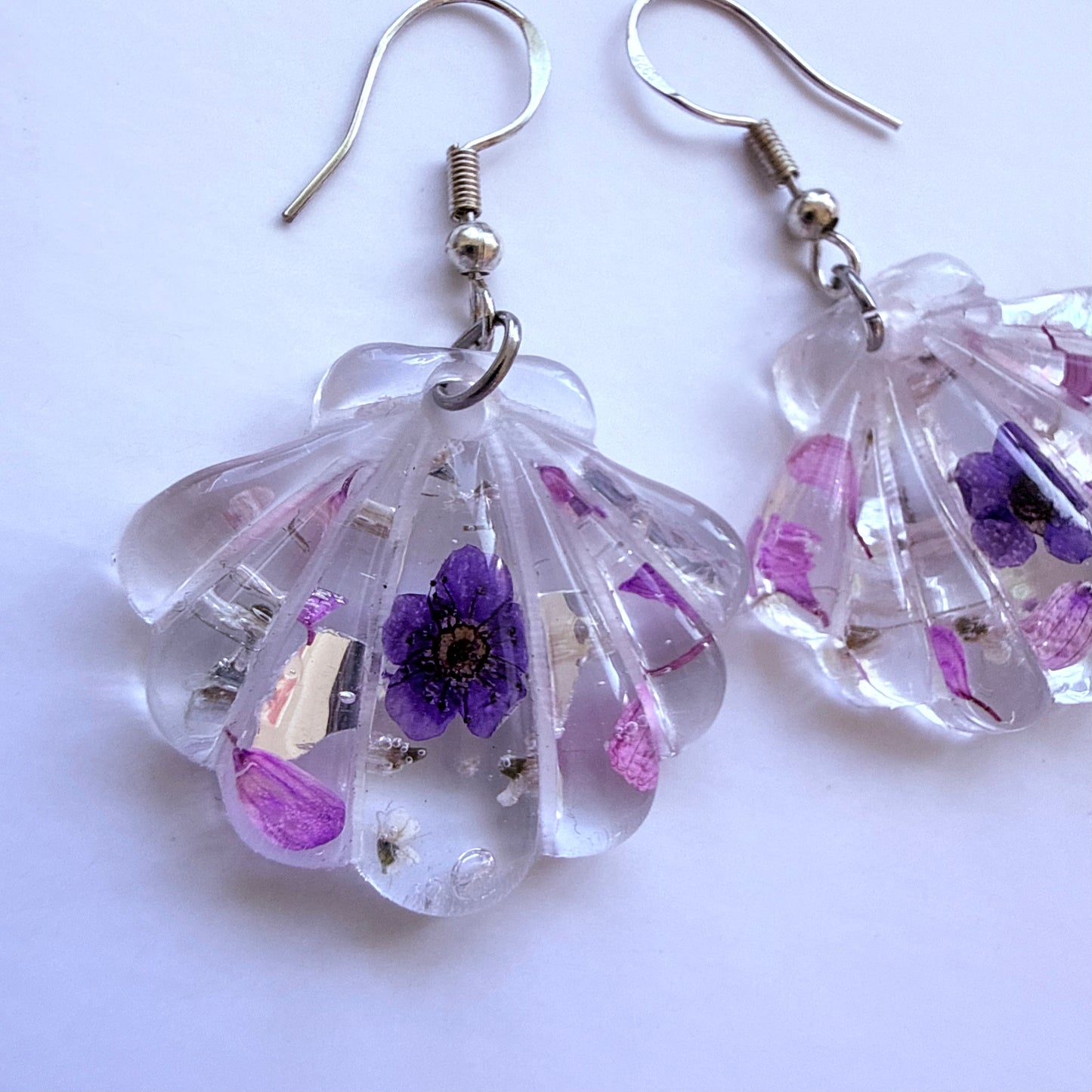 Purple Flower Shell Earrings