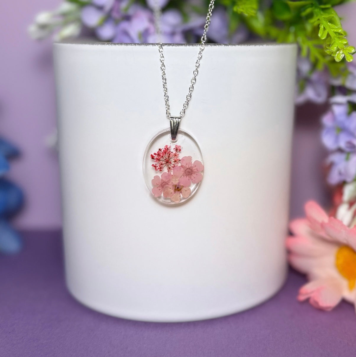 Pink Forget-me-Not Necklace