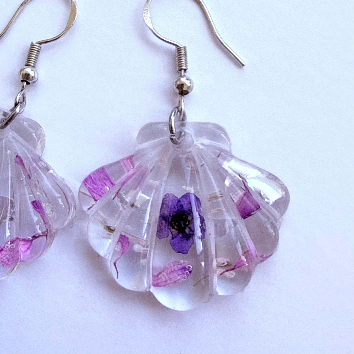 Purple Flower Shell Earrings