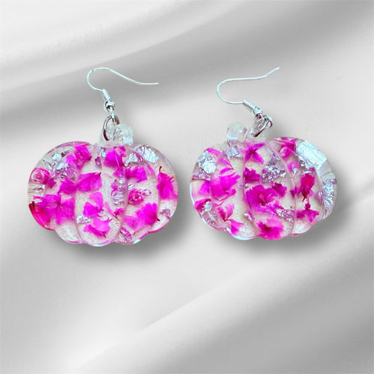Pink Flower Pumpkin Earrings