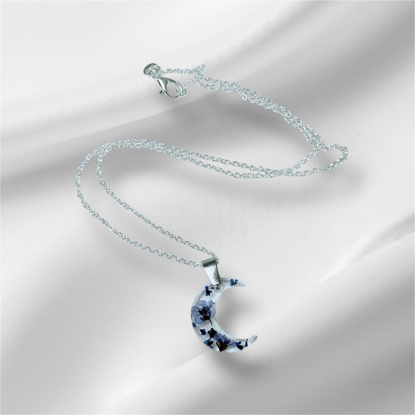 Forget Me Not Moon Necklace