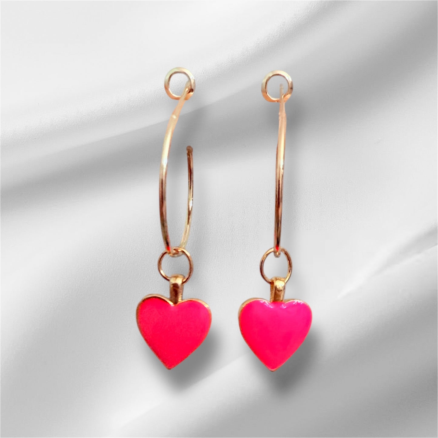Hot pink heart hoops