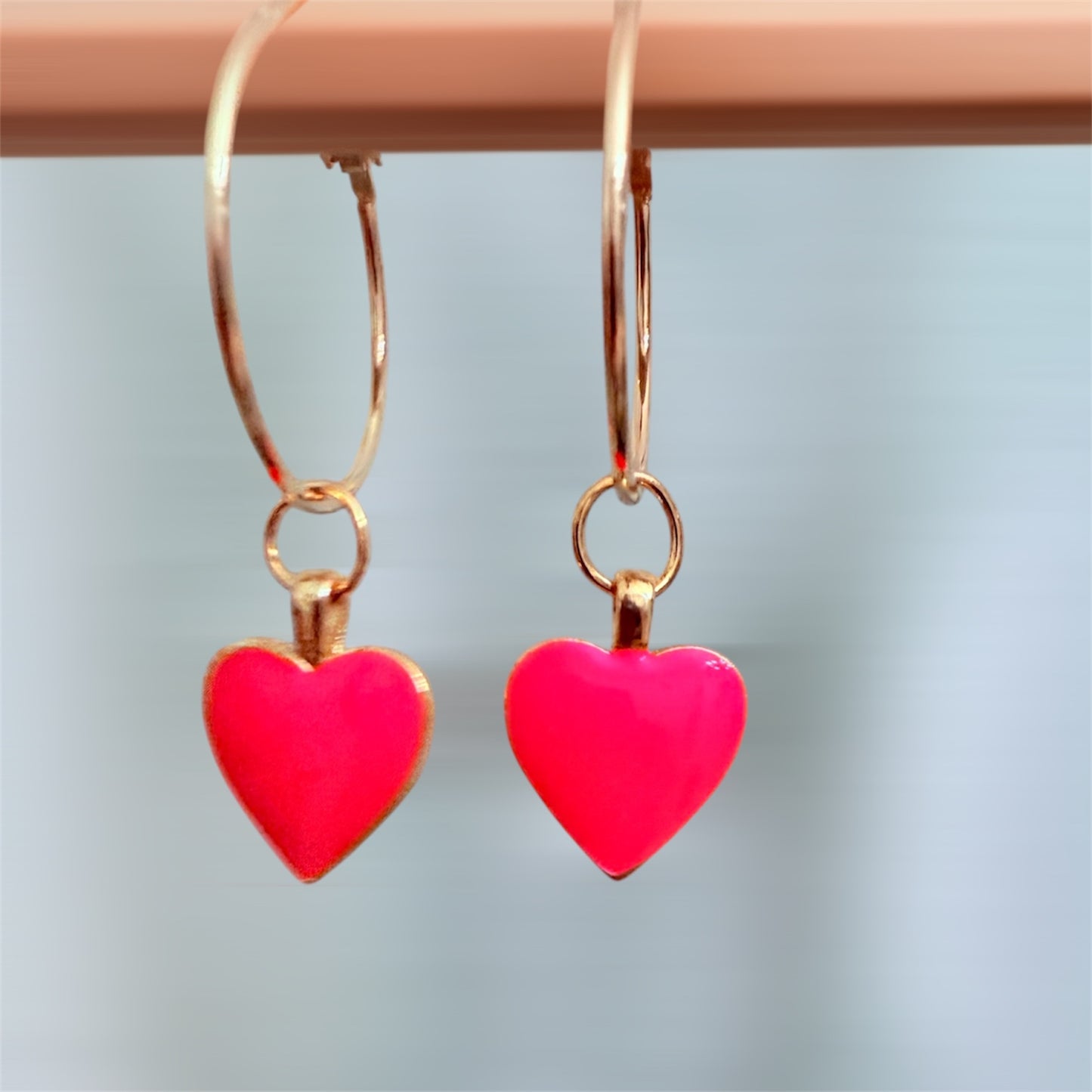 Hot pink heart hoops