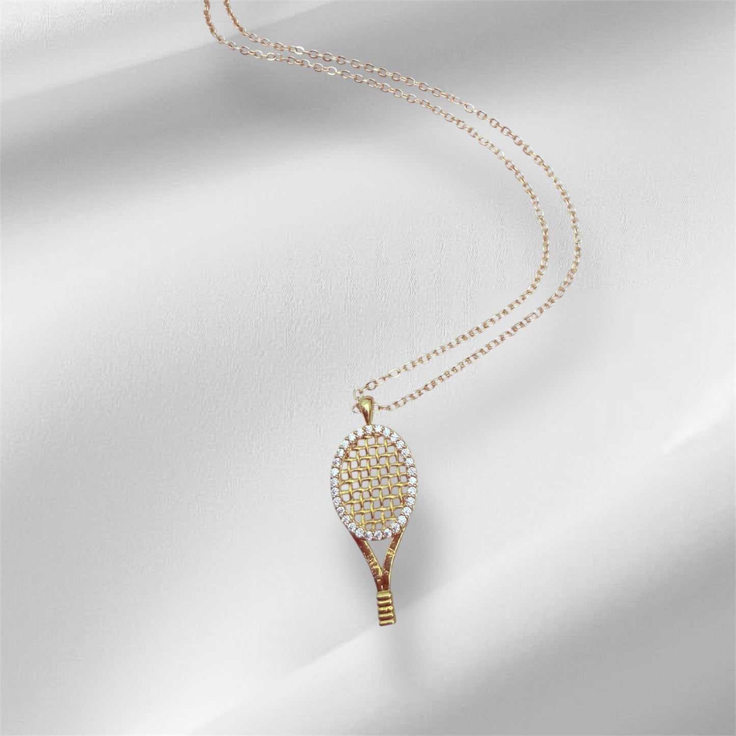 Gold Plated Tennis Racket Necklace