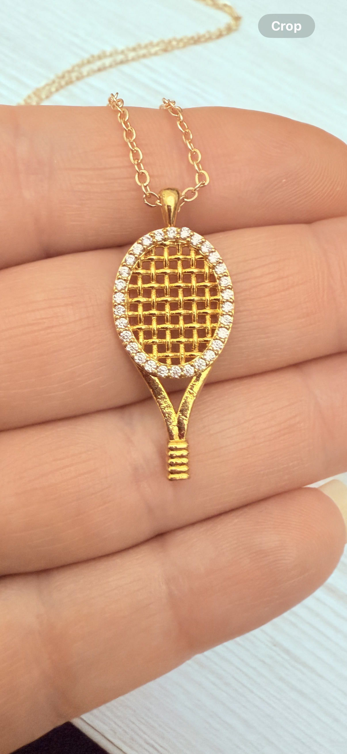 Gold Plated Tennis Racket Necklace