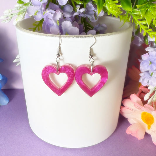 Hot Pink Heart Earrings