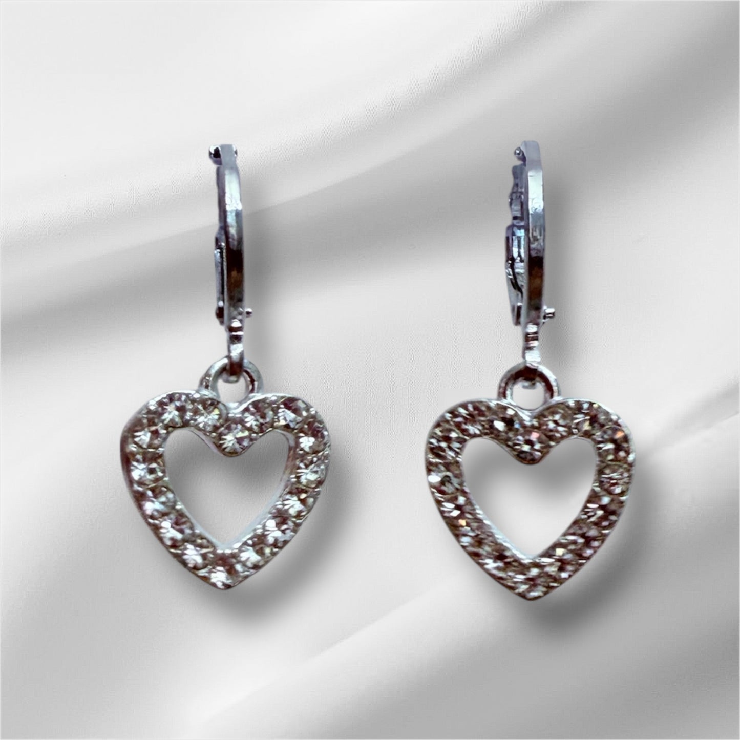 Silver Plated Huggie Sparkle Hearts