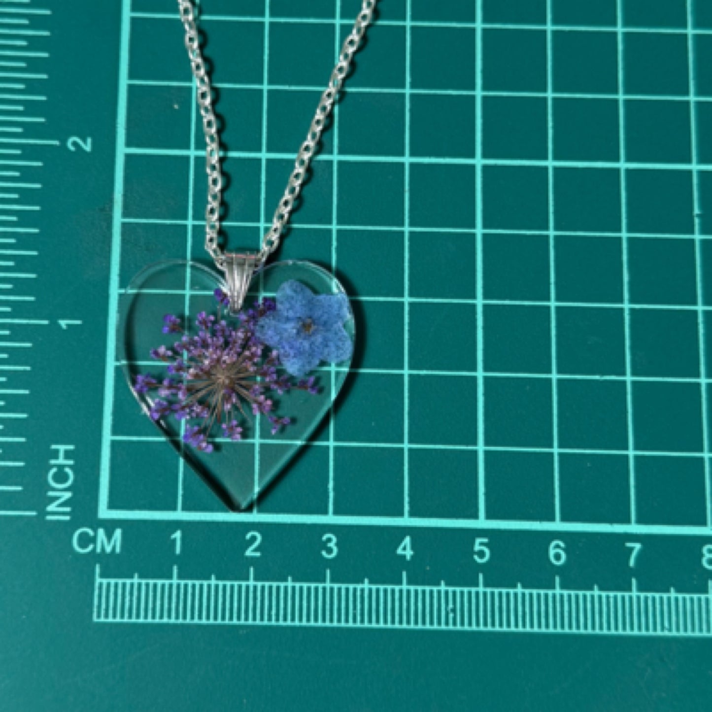 Forget-me-not heart necklace