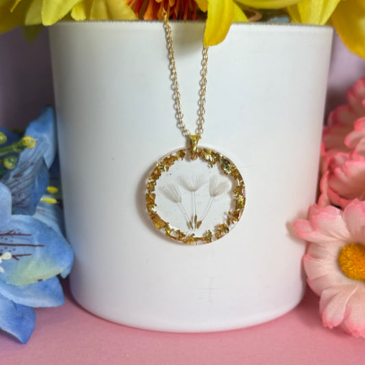 Make a wish Dandelion Seed Gold Necklace