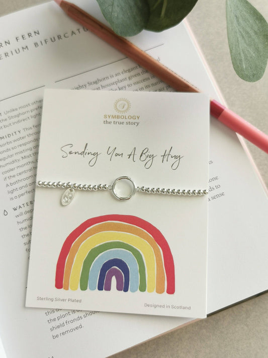 Send big hug /Circle Silver Beaded bracelet (Gift boxed)