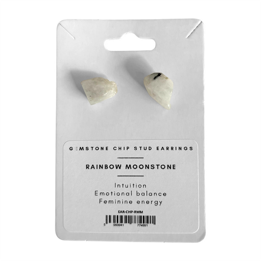 Gemstone Chip Stud Earrings, 1x1cm: Rainbow Moonstone